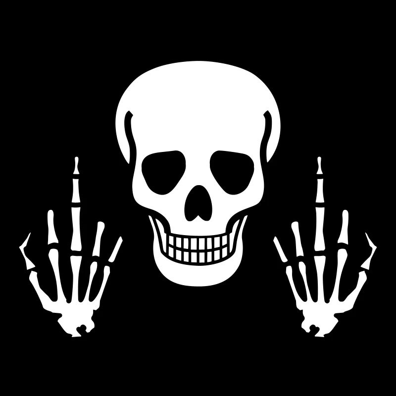 Skull & Middle Finger, 2 coloured