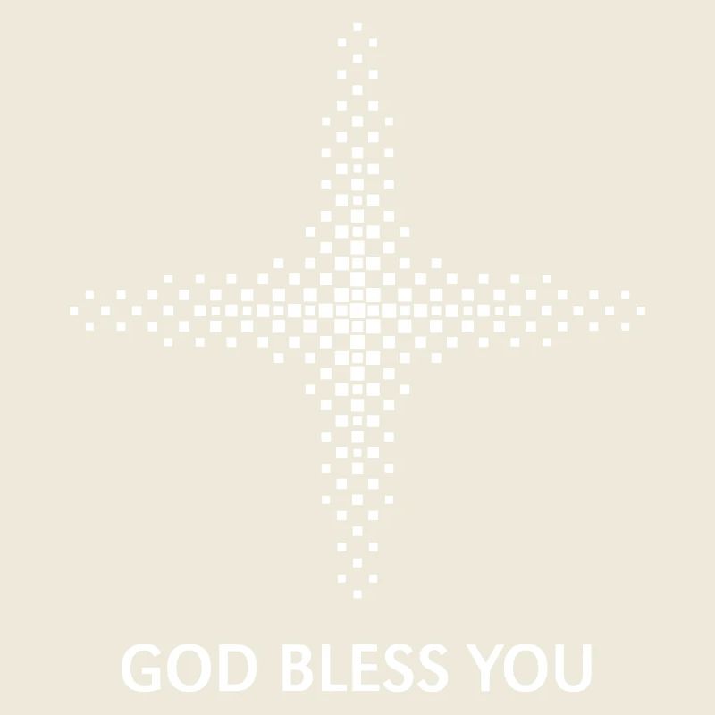 God Bless You (Religion / Kreuz / Quadrate / Weiß)