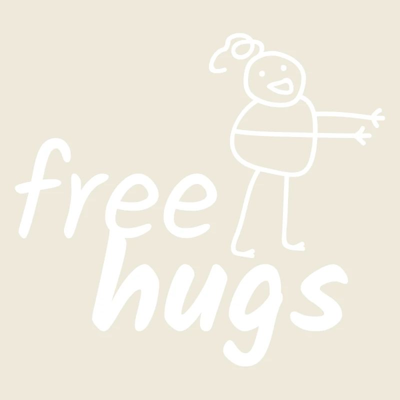 Lustiger Spruch Free Hugs mit Zeichnung