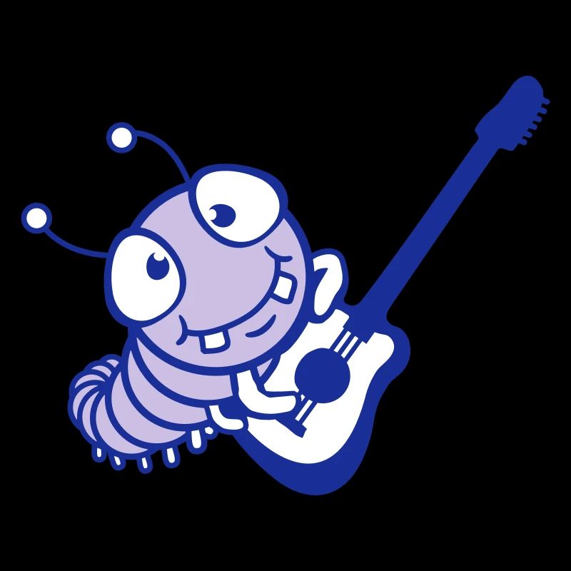 Guitare chenille mignonne jouant de la musique d’animal d’insecte cool