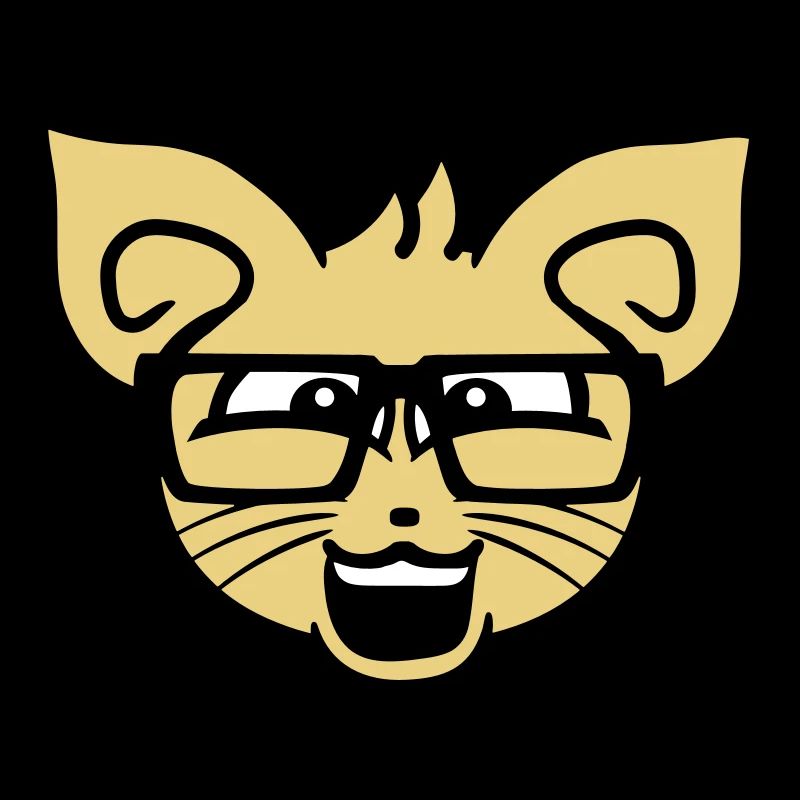 Nerd Cat Horn-Rimmed Glasses Geek Clever Kitten Head