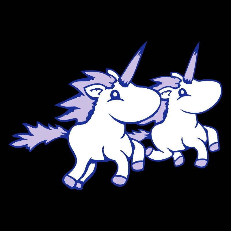 2 Unicorns Team Riding Fast Gallop Joy Crew