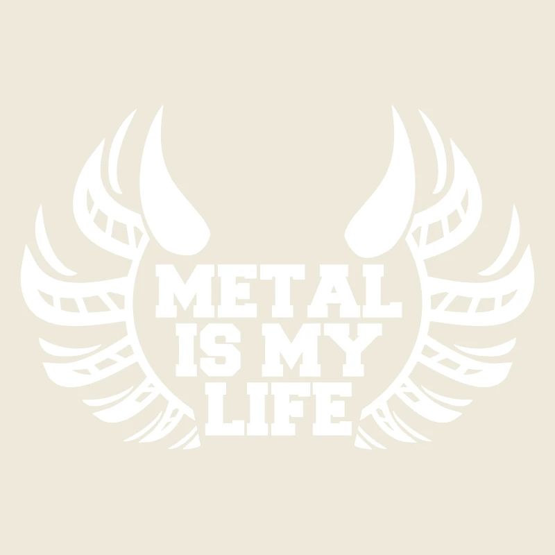 Heavy Metal Is My Life Hard Rock Hörner Text Logo