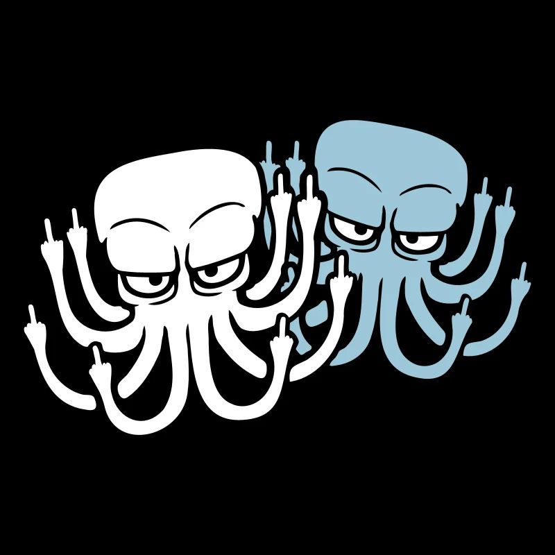 2 Octopus Middle Finger Insult Fuck Off Team