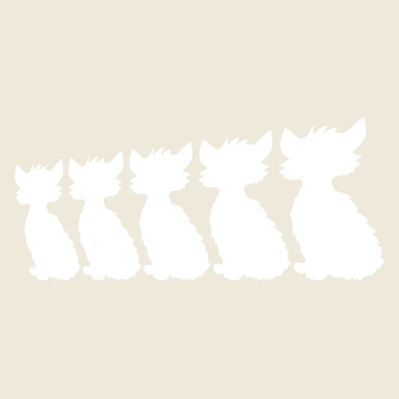5 Sitzende Katzen Fünf Freunde Team Silhouetten