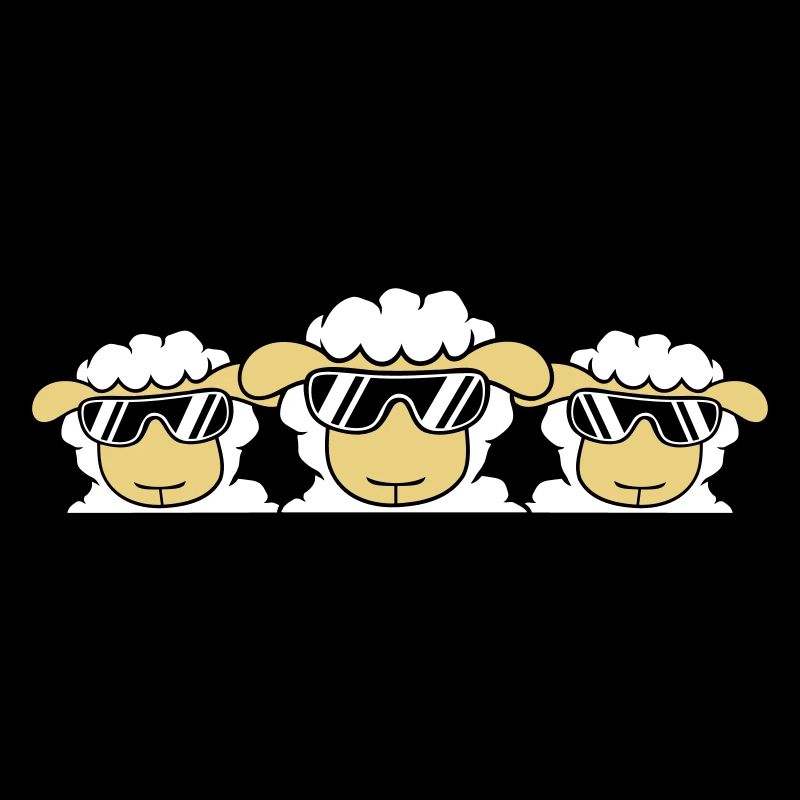 3 DJ mouton derrière la clôture mur lunettes de soleil amis
