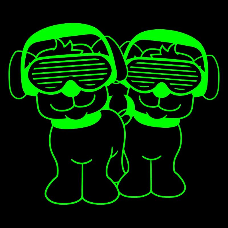 2 Cool Mignon DJ Chien Pet Chiot Musique de fête