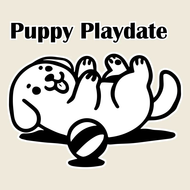 Puppy playing with ball - Puppy Playdate Design
