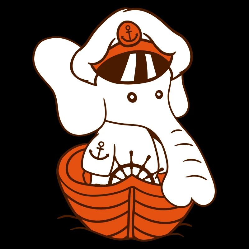 Drôle Petit éléphant bateau capitaine Mignon Mignon