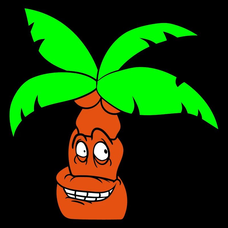 Funny Palm Tree Face Island Vacation Happy Comic