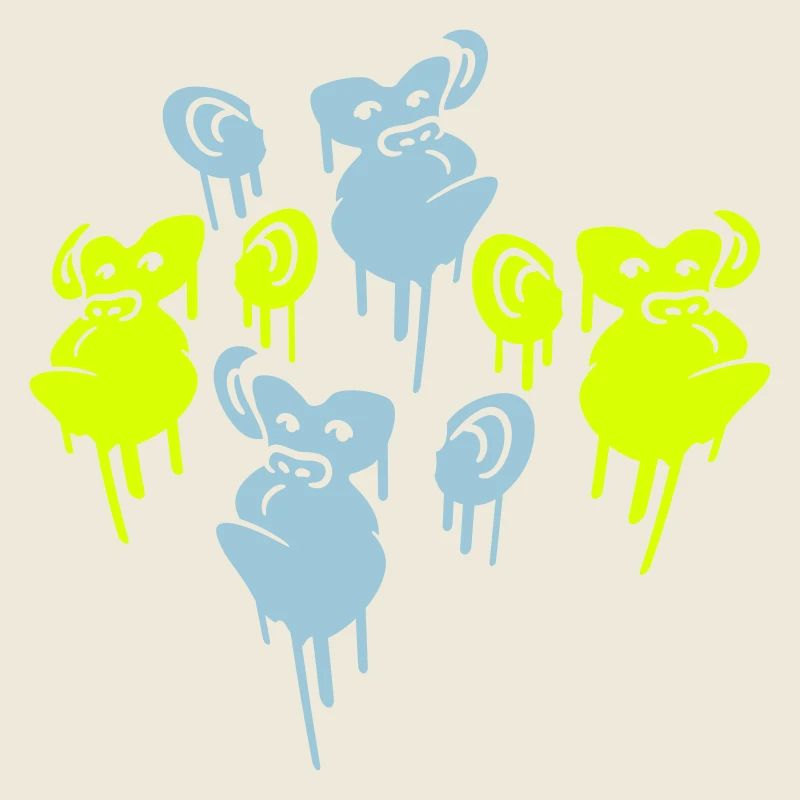 Graffiti Tropfen Affen Köpfe Spray Gesichter Team