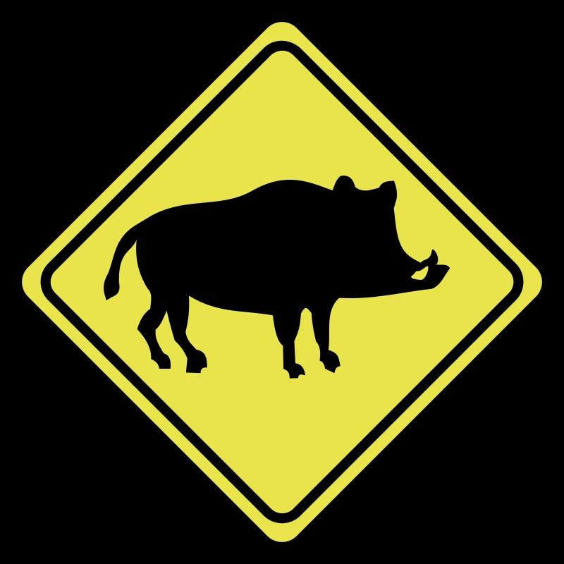 Warning - Wild Boar Pig - 2 Color Vector