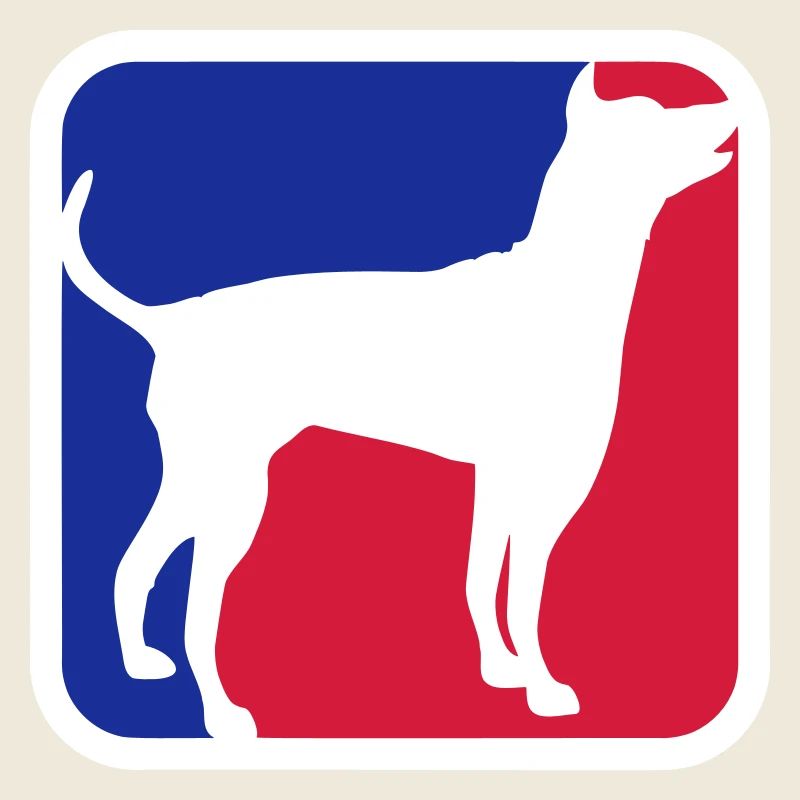 Dog Silhouette Symbol Red Blue Sport Logo Square