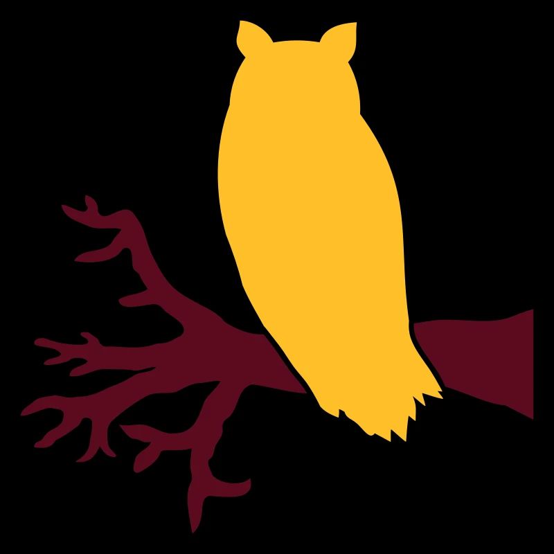 Owl Eagle Owl Branch Tree Forest Night Silhouette Outline Cute