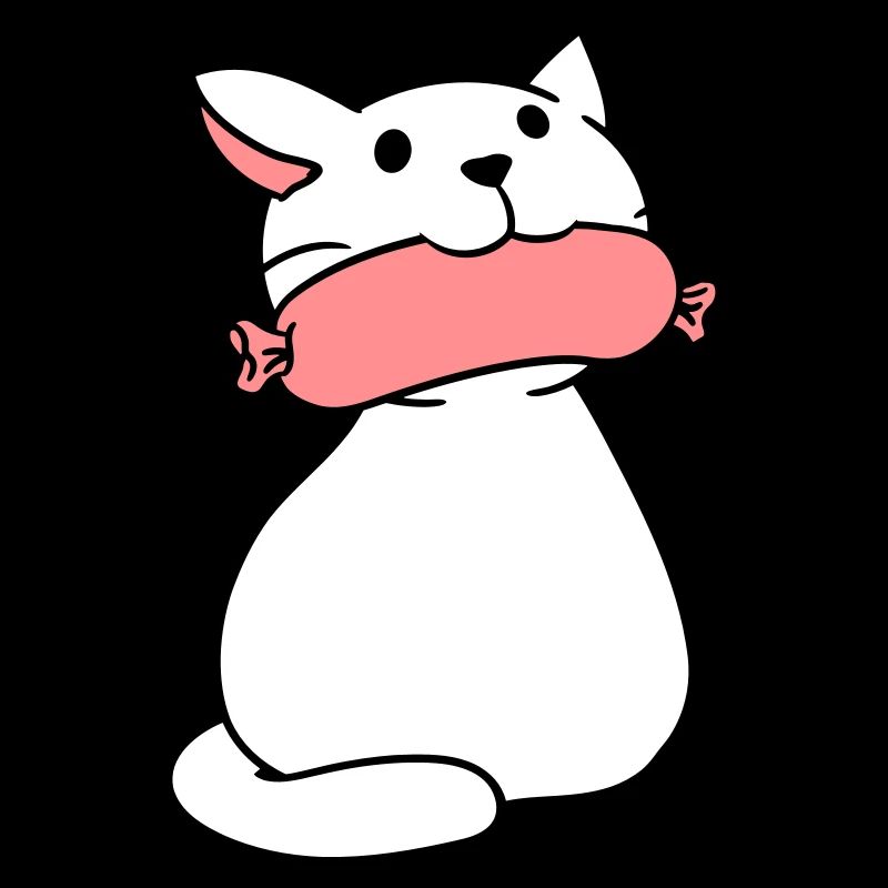 Chat mignon mange des saucisses la bouche mange des saucisses amusant