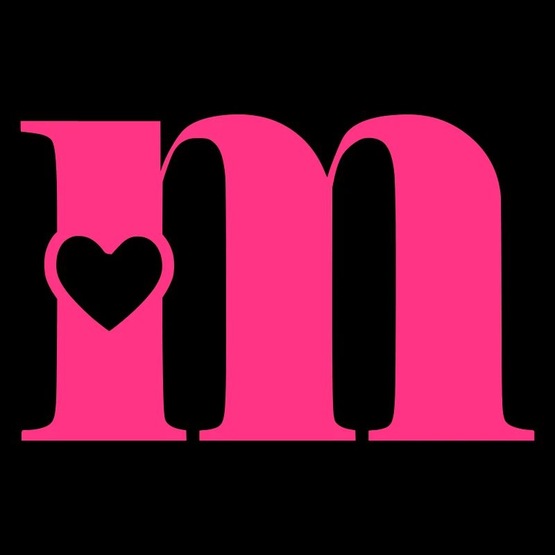 Letter m Initial Letter with Heart