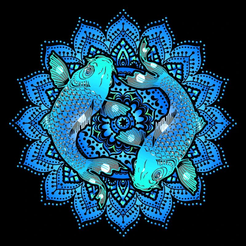 Asian Pond Carp - Koi Fish Mandala 1