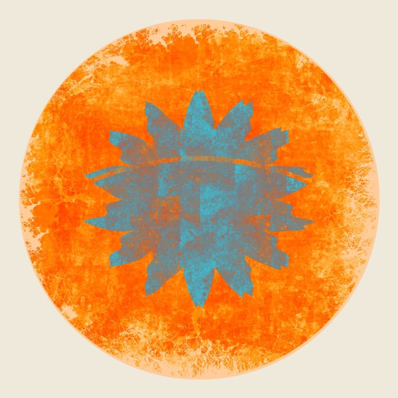 Trench floral abstrait en orange et bleu