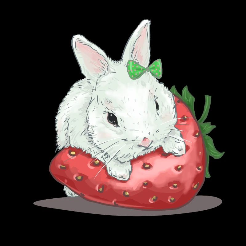 Süßer Hase auf Erdbeere