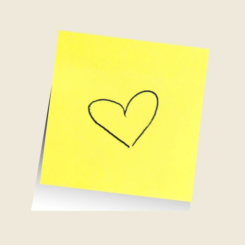 gelber Notizzettel , Klebezettel , Herz , Liebe