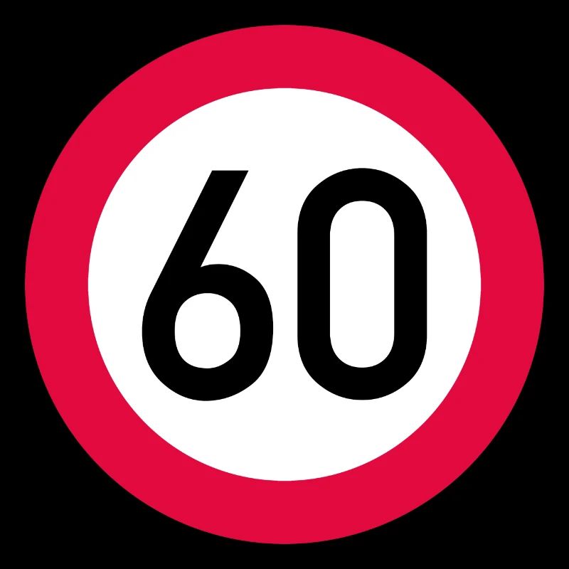 60 ans Attention ! Panneau de signalisation 60 km/h