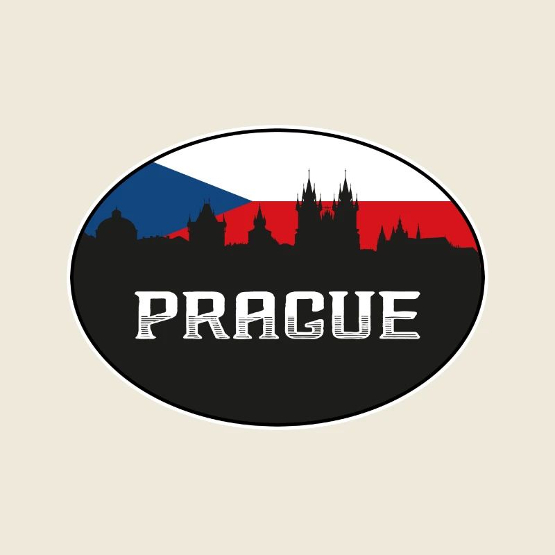 Prague Tchéquie Skyline Silhouette Drapeau tchèque