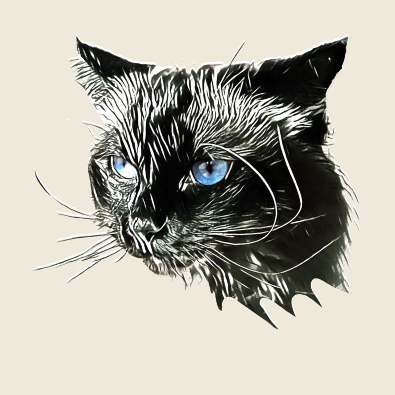 Katzenkopf mit blauen Augen – Monochrom