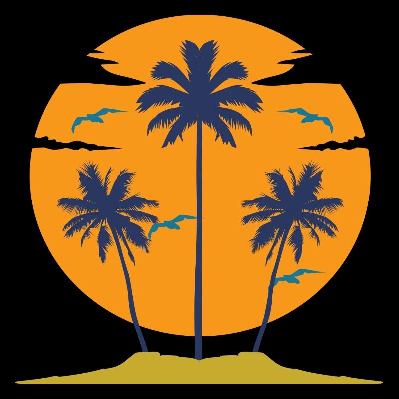 Sunset with palm trees silhouette