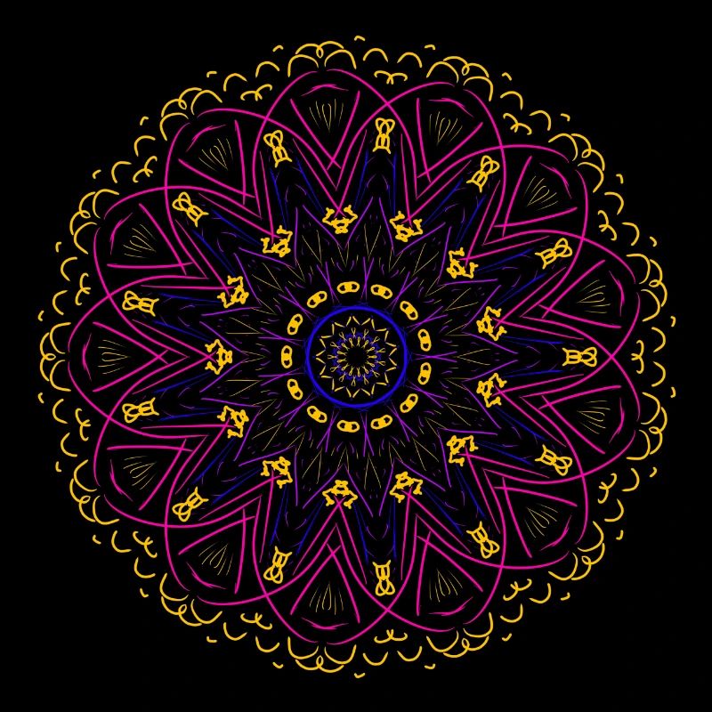 Leuchtendes Mandala in Neonfarben