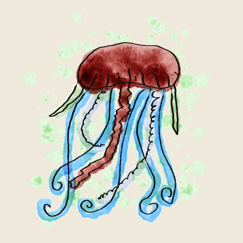 Impression d’art méduse aquarelle