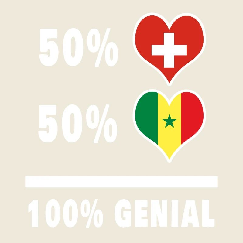 Senegal und Schweiz 100% Genial Flagge