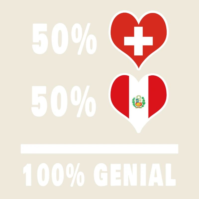 Peru und Schweiz 100% Genial Flagge