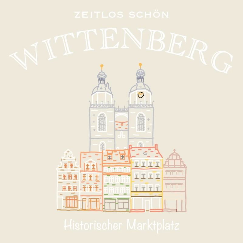 Wittenberg, Marktplatz mit Türmen der Stadtkirche