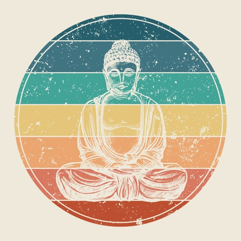 Buddha en Méditation Arc-en-Ciel