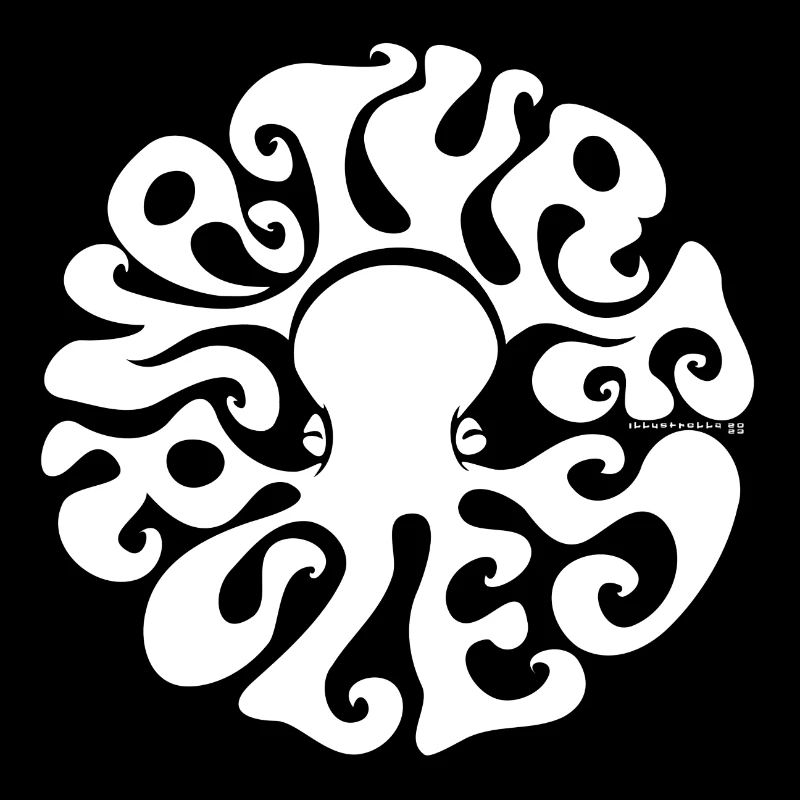 NATURE RULES! Psychedelic Octopus Sixties White