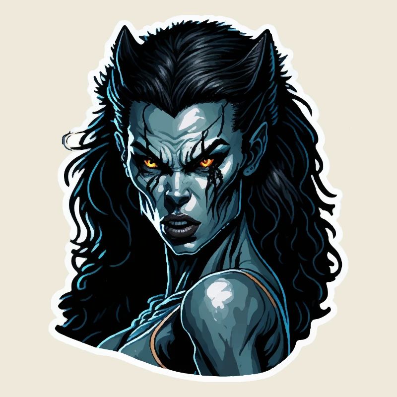 Blauer Nachtvampir Portrait Wehrwolf Weibchen