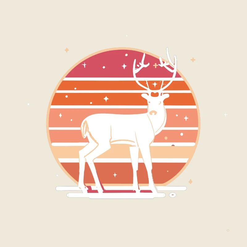 Retro Sunset Deer
