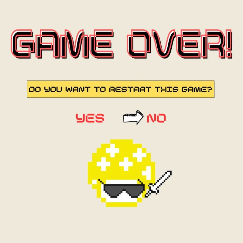 Pixel Art 8 Bit Retro Game Over