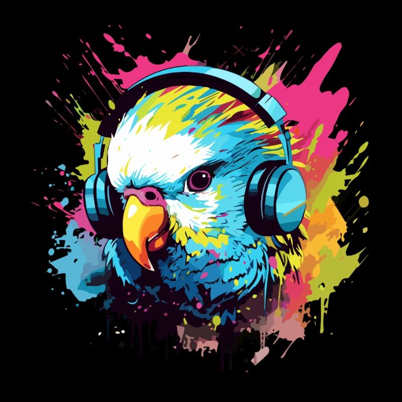 Wellensittich mit Kopfhörer Wellensittiche Vogel