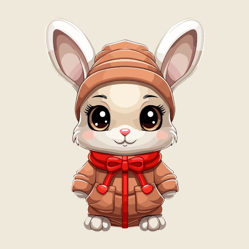 Design de Noël lapin - Style Kawaii