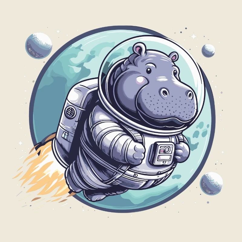 Weltraumastronaut Nilpferd