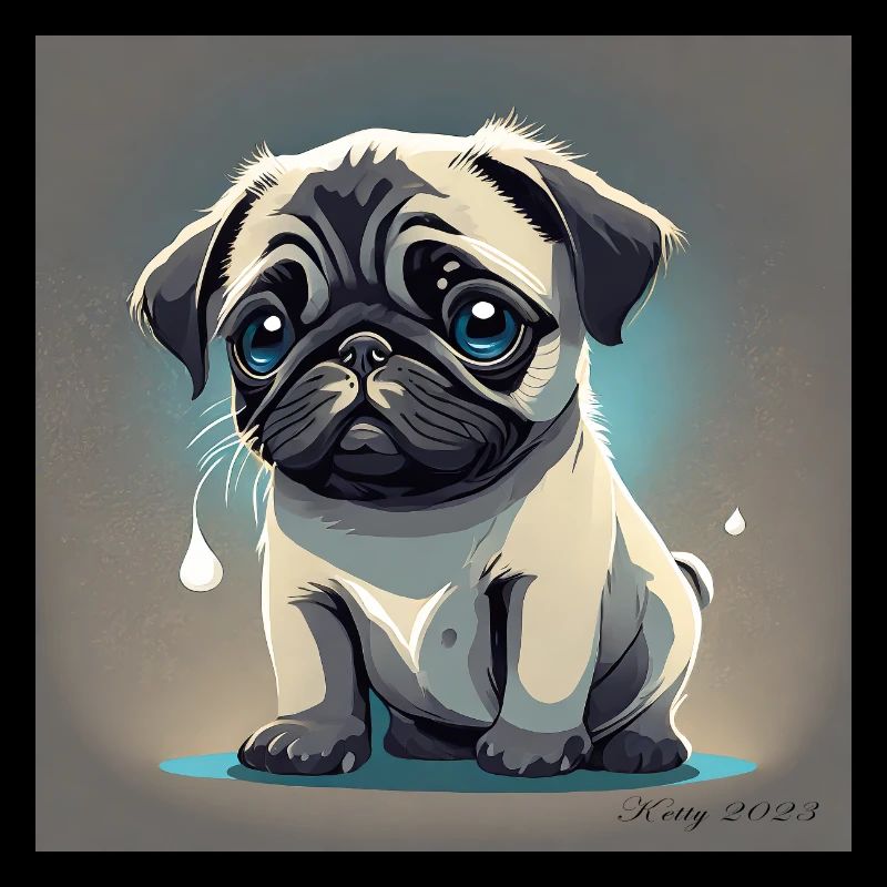 Verliebter Mops mit Tränen im Blick