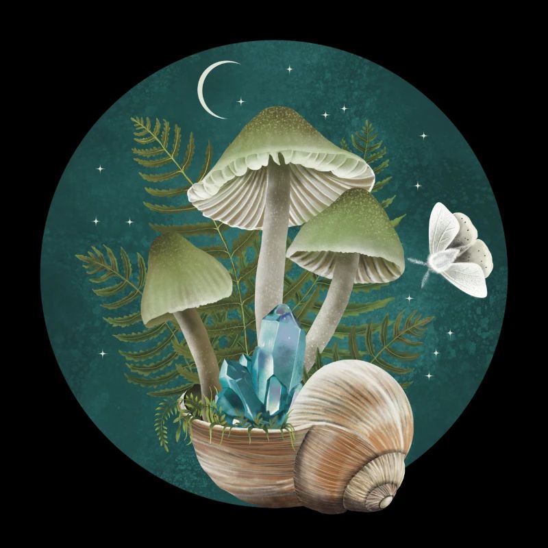 Mushrooms in a snail's shell