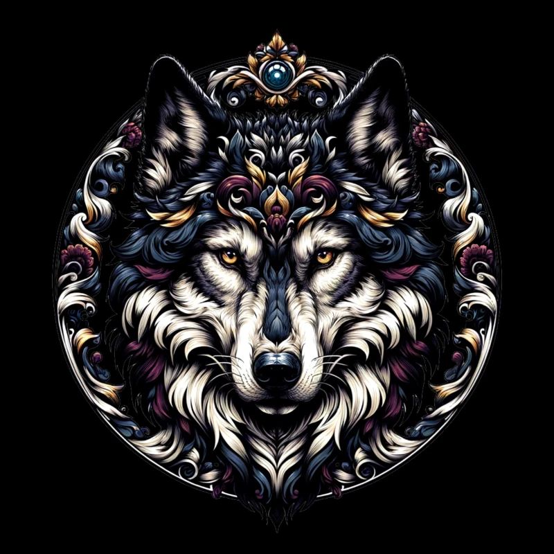 majestic wolf with frame