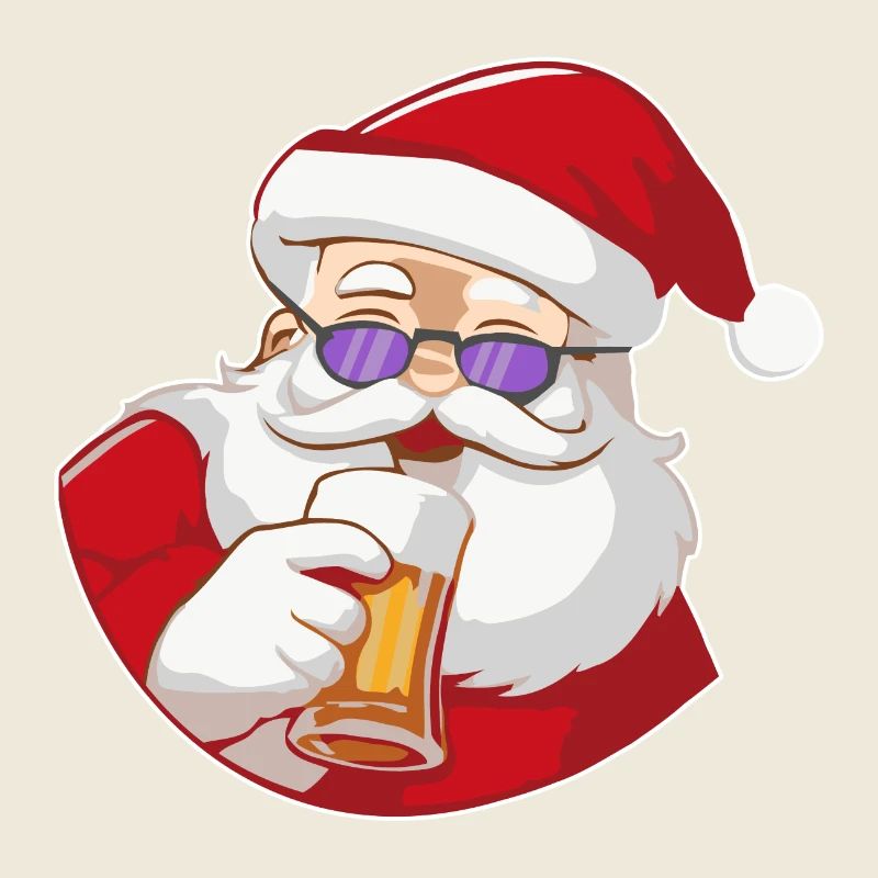 Weihnachtsmann mit Bier und Sonnenbrille