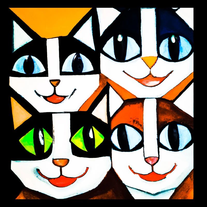 Visage de chat géométrique drôle avec de grands yeux