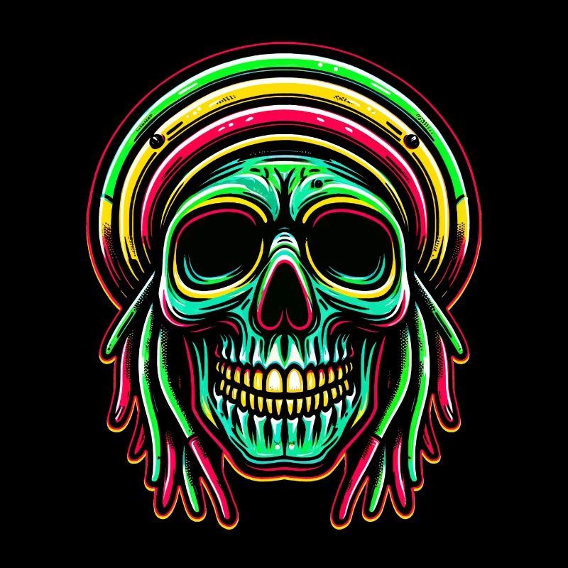 Reggae Skull Decoration Figure Rasta Culture
