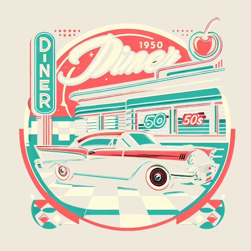 Classic 1950s Diner and Car
