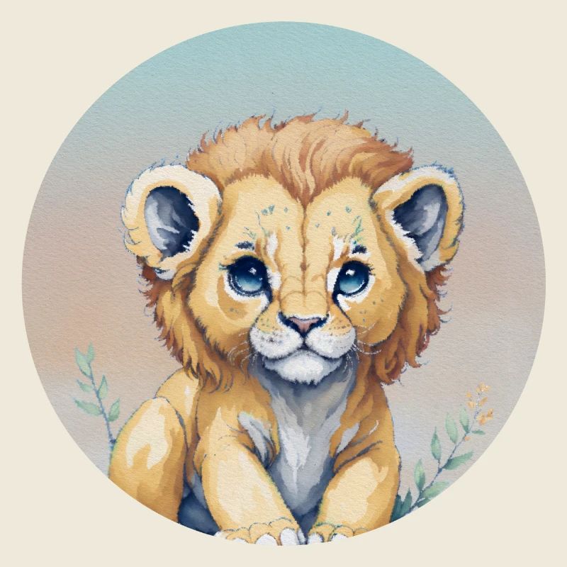 Lionceau mignon aux yeux bleus pastel