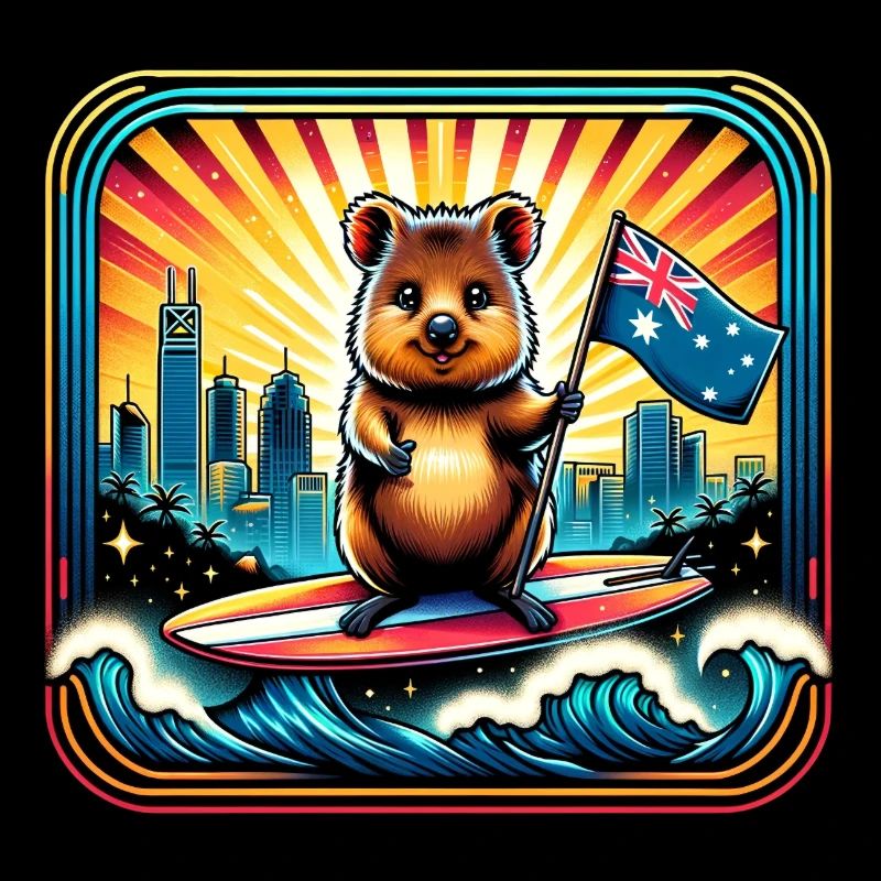 Quokka Australien Surfer Design